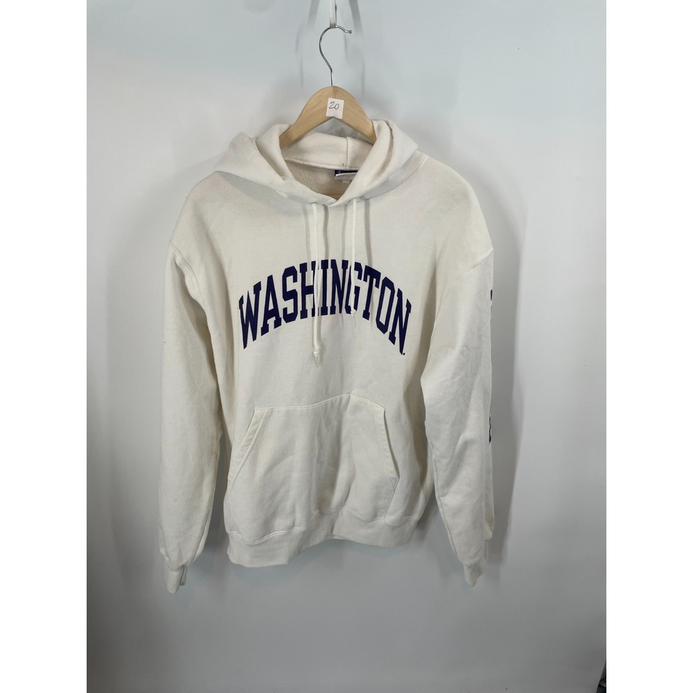 Champion Washington Huskies Mens White Hoodie Sweatshirt NCAA Athletic Large